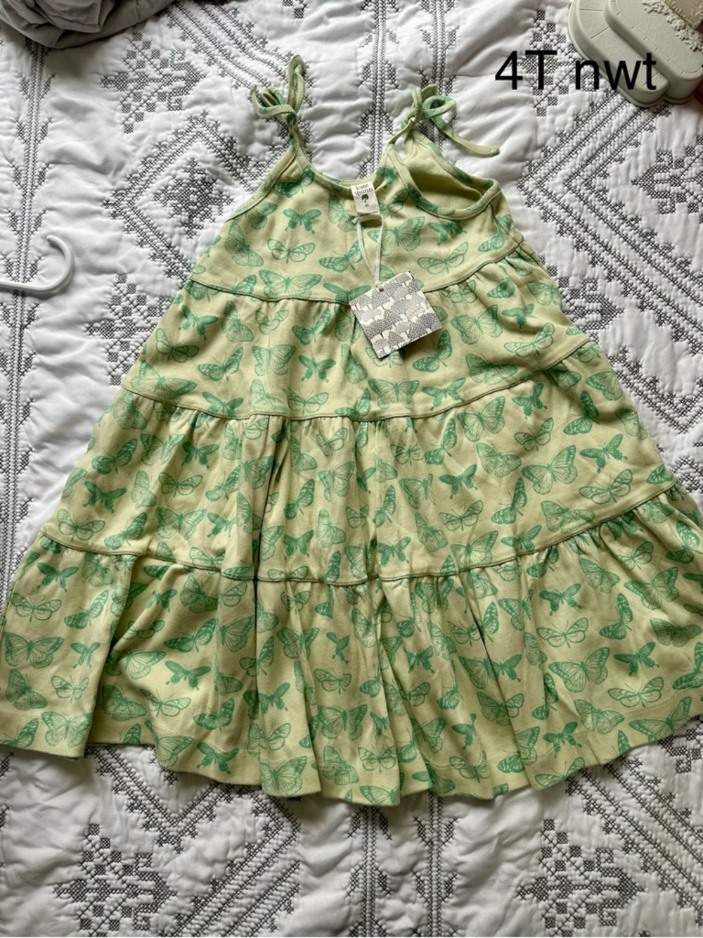 Kate Quinn Green Butterfly prarie Sundress - 4T